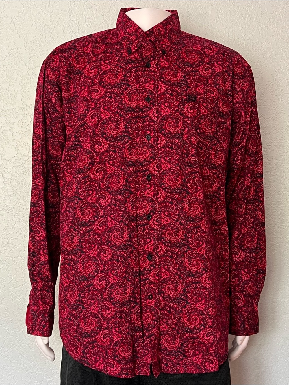 Cinch Western Rodeo Paisley Button Down Shirt Large Pink Purple Black Mens
